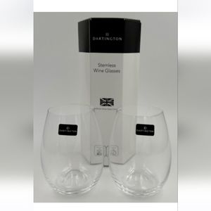 Two Dartington stemless Wine glasses new